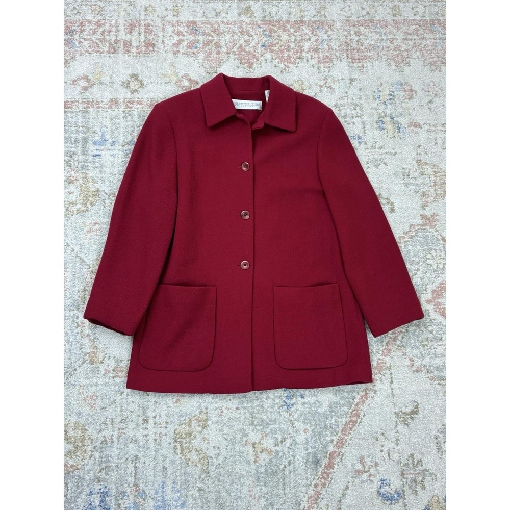 90's Red Wool Chore Jacket Womens Car Coat 4P Coquette Academic Corp